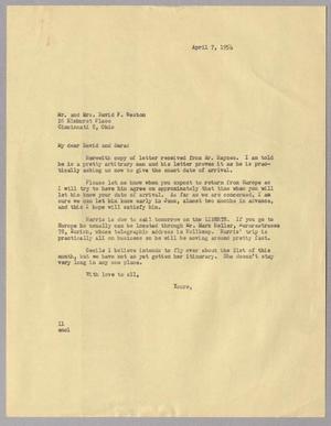 [Letter from I. H. Kempner to Mr. and Mrs. David F. Weston, April 7, 1954]