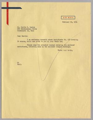 [Letter from A. H. Blackshear, Jr. to Harris K. Weston, February 15, 1955]