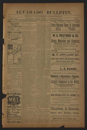 Primary view of object titled 'Alvarado Bulletin. (Alvarado, Tex.), Vol. 16, No. 20, Ed. 1 Friday, November 29, 1895'.