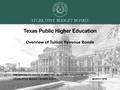Thumbnail image of item number 1 in: 'Texas Public Higher Education Overview of Tuition Revenue Bonds'.