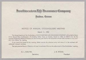 [Letter from Southwestern Life Insurance Company, March 11, 1952]