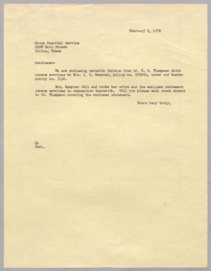 [Letter from A. H. Blackshear, Jr. to Group Hospital Service, February 2, 1952]