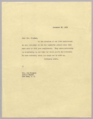 [Letter from I. H. Kempner to Mrs. Joe Keeghan, December 26, 1952]