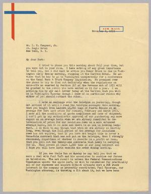 [Letter from I. H. Kempner to I. H. Kempner, Jr., November 8, 1952]