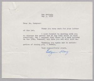 [Letter from Edgar Harz to I. H. Kempner, May 3, 1952]