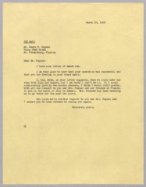 [Letter from I. H. Kempner to Henry W. Haynes, March 10, 1952]