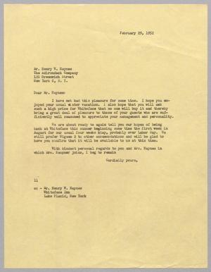[Letter from I. H. Kempner to Henry W. Haynes, February 29, 1952]