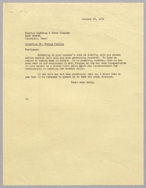 [Letter from I. H. Kempner to Houston Lighting & Power Company, January 28, 1952]