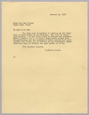 [Letter from I. H. Kempner to Lily Mae Hickey, January 14, 1952]