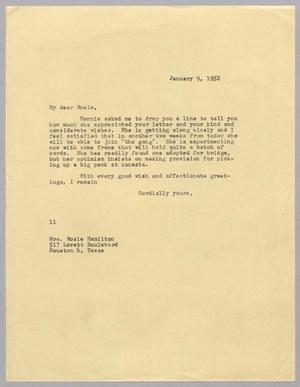 [Letter from I. H. Kempner to Rosie Hamilton, January 9, 1952]