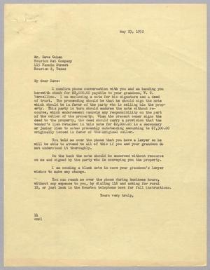 [Letter from I. H. Kempner to David Cohen, May 23, 1952]