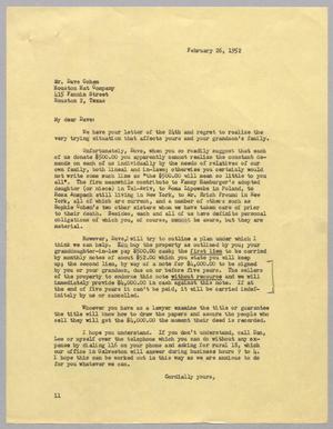 [Letter from I. H. Kempner to David Cohen, February 26, 1952]