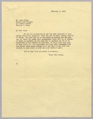 [Letter from I. H. Kempner to David Cohen, February 1, 1952]