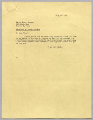 [Letter from I. H. Kempner to Stuart Godwin, July 10, 1952]