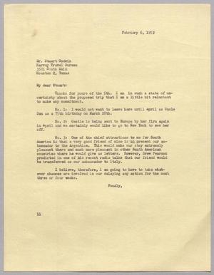 Primary view of object titled '[Letter from I. H. Kempner to Stuart Godwin, February 6, 1952]'.