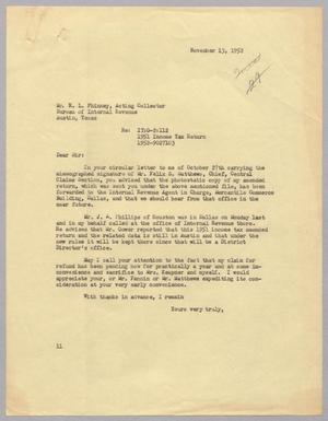 [Letter from I. H. Kempner to R. L. Phinney, November 13, 1952]