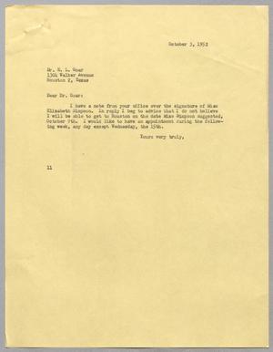 [Letter from I. H. Kempner to Everett L. Goar, October 3, 1952]