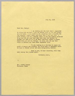 [Letter from I. H. Kempner to Mrs. Albert George, July 24, 1952]