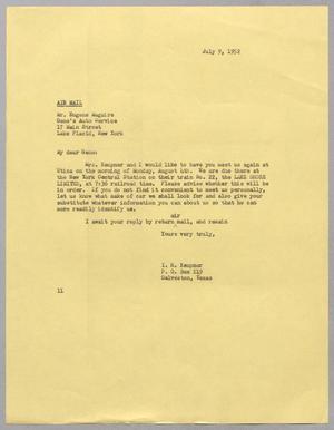 Primary view of object titled '[Letter from I. H. Kempner to Eugene Maguire, July 9, 1952]'.
