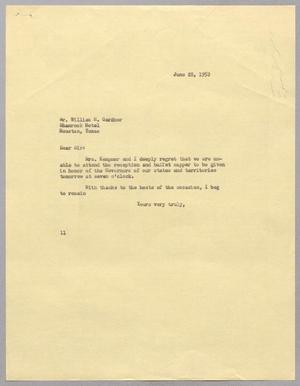 [Letter from I. H. Kempner to William H. Gardner, June 28, 1952]