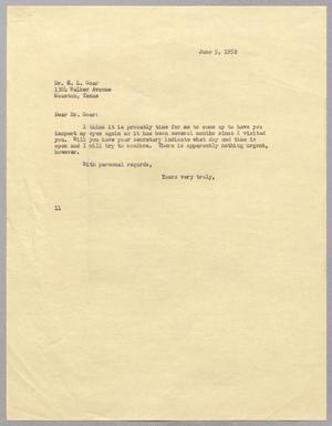 [Letter from I. H. Kempner to E. L. Goar, June 5, 1952]