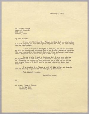 [Letter from I. H. Kempner to Albert George, February 6, 1952]