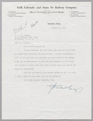 [Letter from J. P. Cowley to I. H. Kempner, January 27, 1952]