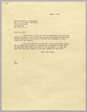 [Letter from I. H. Kempner to J. G. A. Pohl, June 5, 1952]