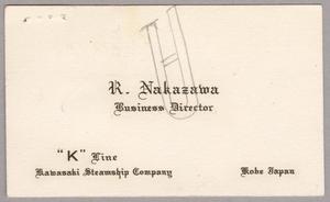 Primary view of object titled '[Business Card for K. Nakazama]'.