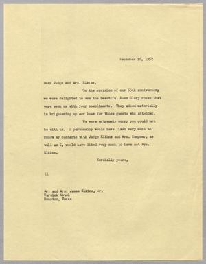 [Letter from I. H. Kempner to Mr. and Mrs. James Elkins, Sr., December 26, 1952]