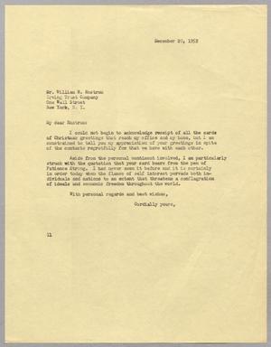 [Letter from I. H. Kempner to William N. Enstrom, December 20, 1952]