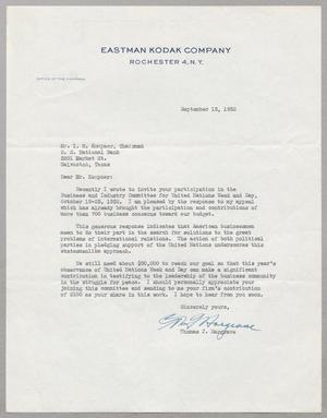 [Letter from Thomas J. Hargrave to I. H. Kempner, September 15, 1952]