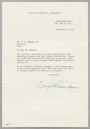[Letter from Dwight D. Eisenhower to I. H. Kempner, September 3, 1952]