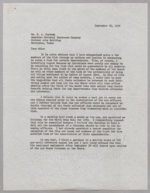 [Letter from J. B. Richardson to R. A. Furbush, September 23, 1952]