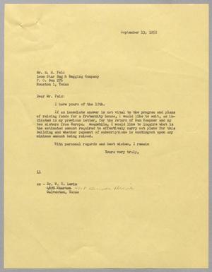 [Letter from I. H. Kempner to M. M. Feld, September 13, 1952]