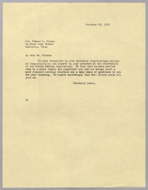 [Letter from I. H. Kempner to Edmund H. Gibson, December 20, 1952]