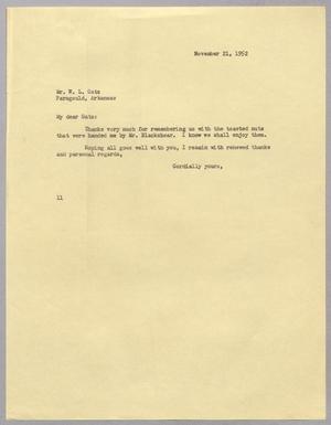 [Letter from I. H. Kempner to William L. Gatz, November 21, 1952]