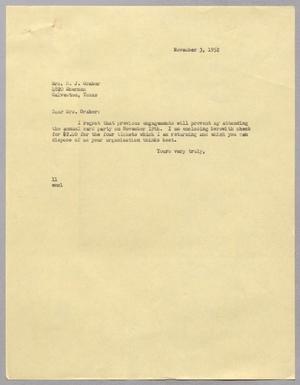 [Letter from I. H. Kempner to Mrs. H. J. Graber, November 3, 1952]
