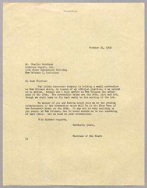 [Letter from I. H. Kempner to Charles Godchaux, October 21, 1952]