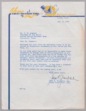 [Letter from John H. Ginsbach to I. H. Kempner, January 2, 1952]