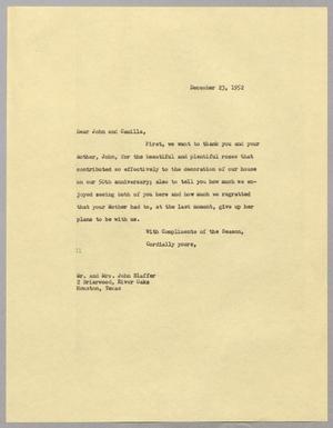 [Letter from I. H. Kempner to John and Camilla Blaffer, December 23, 1952]