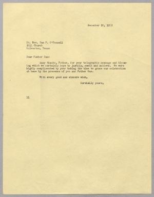 [Letter from I. H. Kempner to Dan P. O'Connell, December 20, 1952]