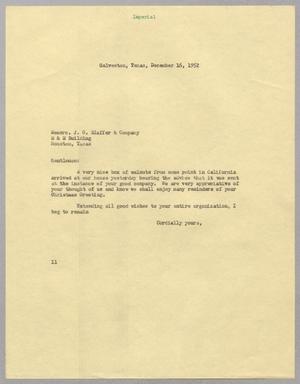 [Letter from I. H. Kempner to J. G. Blaffer & Company, December 16, 1952]