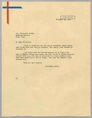 Primary view of object titled '[Letter from I. H. Kempner to Ellsworth Bunker, November 22, 1952]'.