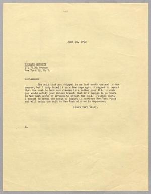[Letter from I. H. Kempner to Richard Bennett, June 21, 1952]