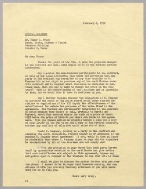 [Letter from I. H. Kempner to Homer L. Bruce, February 6, 1952]