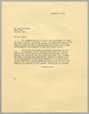 [Letter from I. H. Kempner to John Bullington, January 19, 1952]