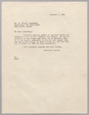 [Letter from I. H. Kempner to R. Wright Armstrong, January 7, 1952]