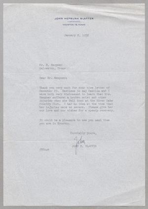 [Letter from John H. Blaffer to I. H. Kempner, January 2, 1952]
