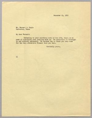 [Letter from I. H. Kempner to Bernard J. Doyle, December 23, 1952]